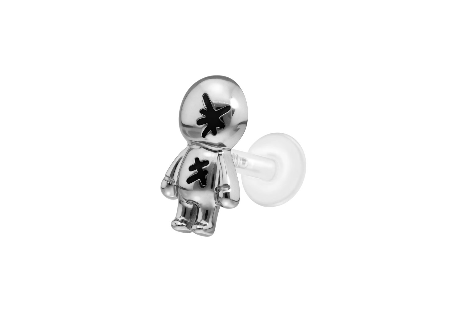 PTFE Labret Piercing mit Innengewinde + Titan-Aufsatz PUPPE